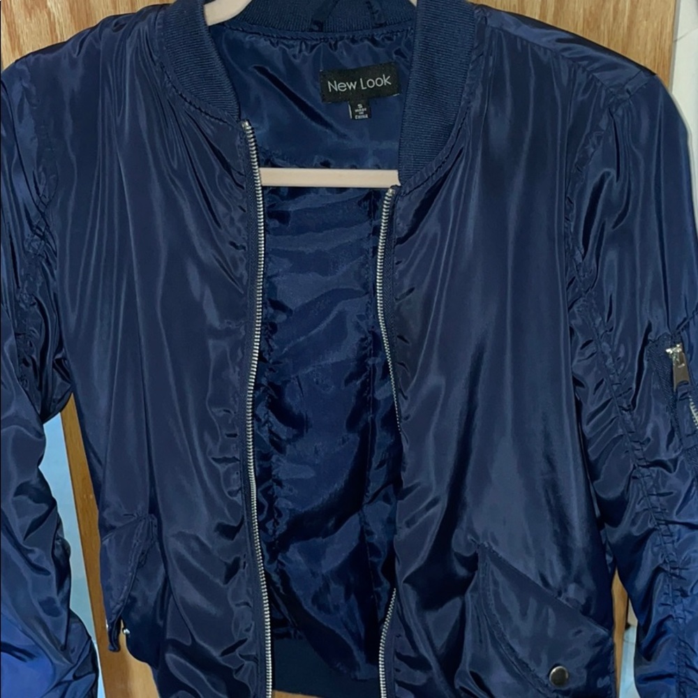 navy blue bomber jacket